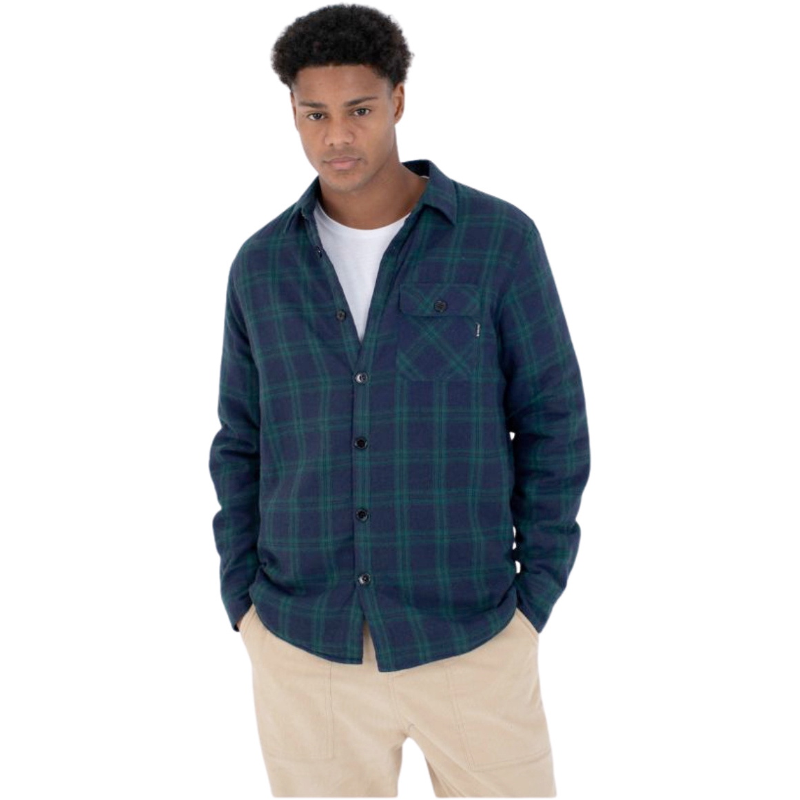2026 Hurley Mens Axe Sherpa Flannel Shirt MVSEU00004 - Jade Horizon / Camo
